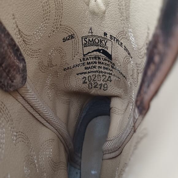 SMOKY MOUNTAIN BOOTS Kids' Unisex Scout 3705 Square Toe Leather Boots Size 4 - Picture 5 of 7